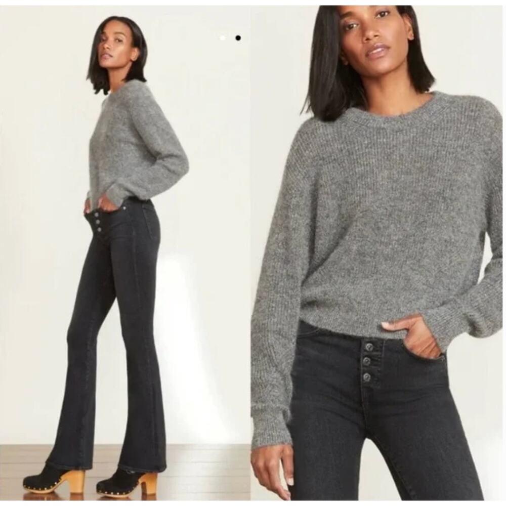 Veronica Beard Melinda Crewneck Mohair Gray Sweater Knit Pullover Size XS